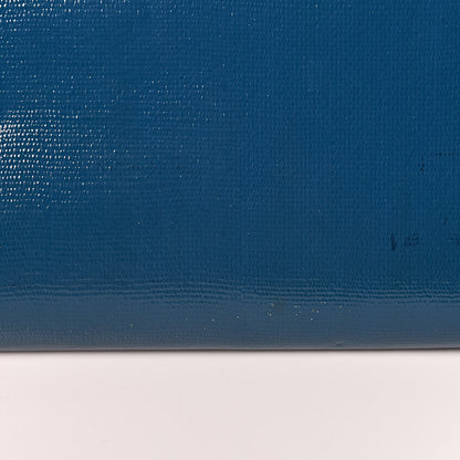 Saint Laurent Textured Patent Classic Y Ligne Clutch Blue 10 of 14