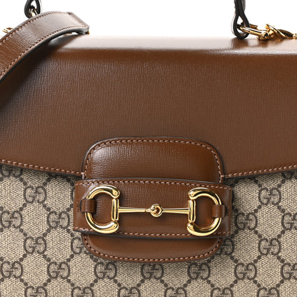 Gucci GG Supreme Monogram Calfskin Medium Horsebit 1955 Top Handle Bag Beige Ebony Brown Sugar 8 of 10