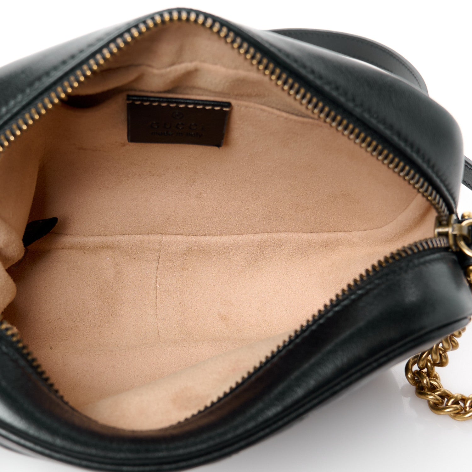 Gucci Calfskin Matelasse Mini GG Marmont Chain Shoulder Bag Black 5 of 12