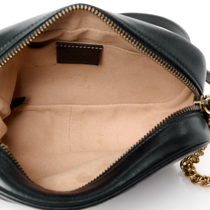 Gucci Calfskin Matelasse Mini GG Marmont Chain Shoulder Bag Black 5 of 12
