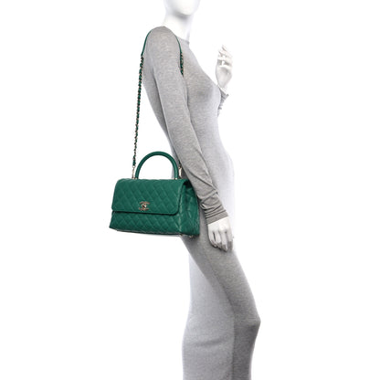 Chanel Caviar Quilted Small Coco Handle Flap Green 2 of 12