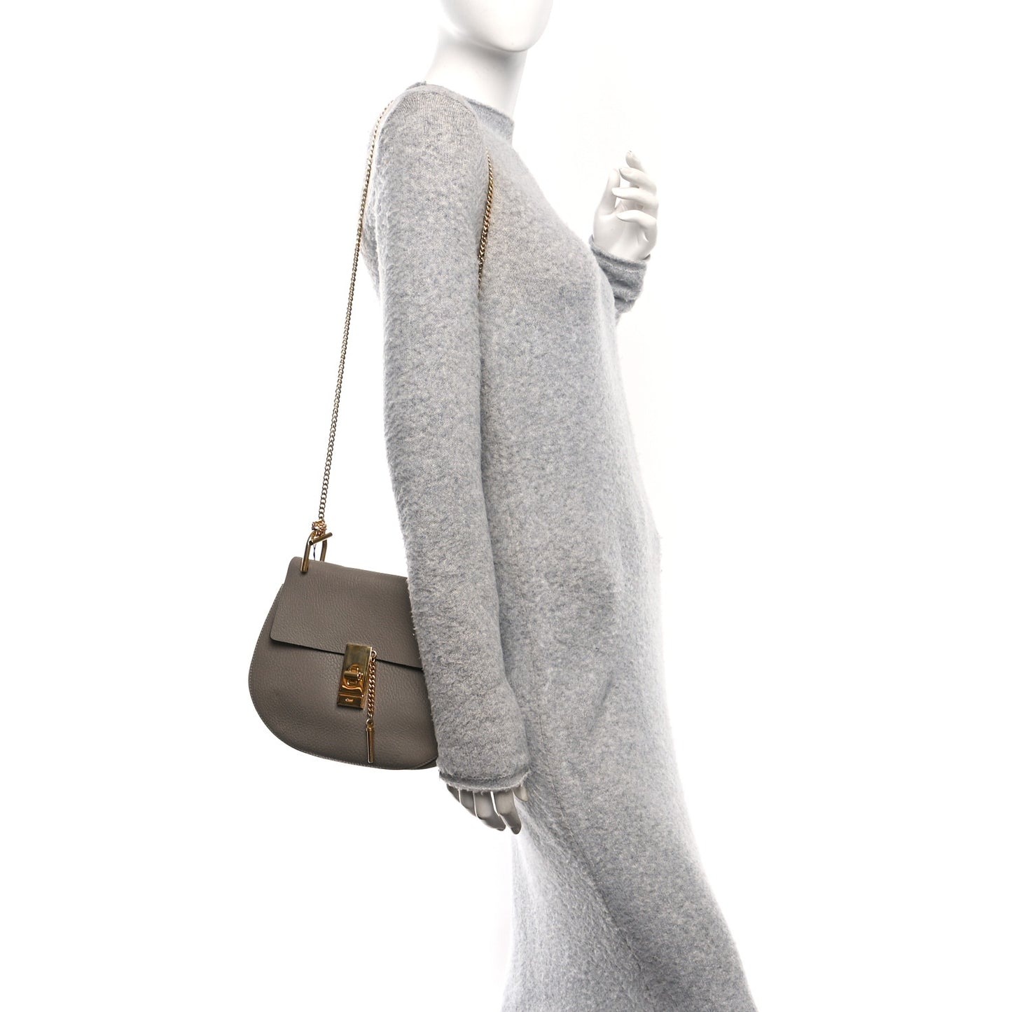 Grained Lambskin Drew Shoulder Bag Motty Grey