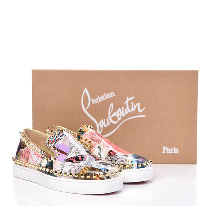 Christian Louboutin Patent Trash Studded Pik Boat Flat Loafers 34.5 Multicolor 9 of 9