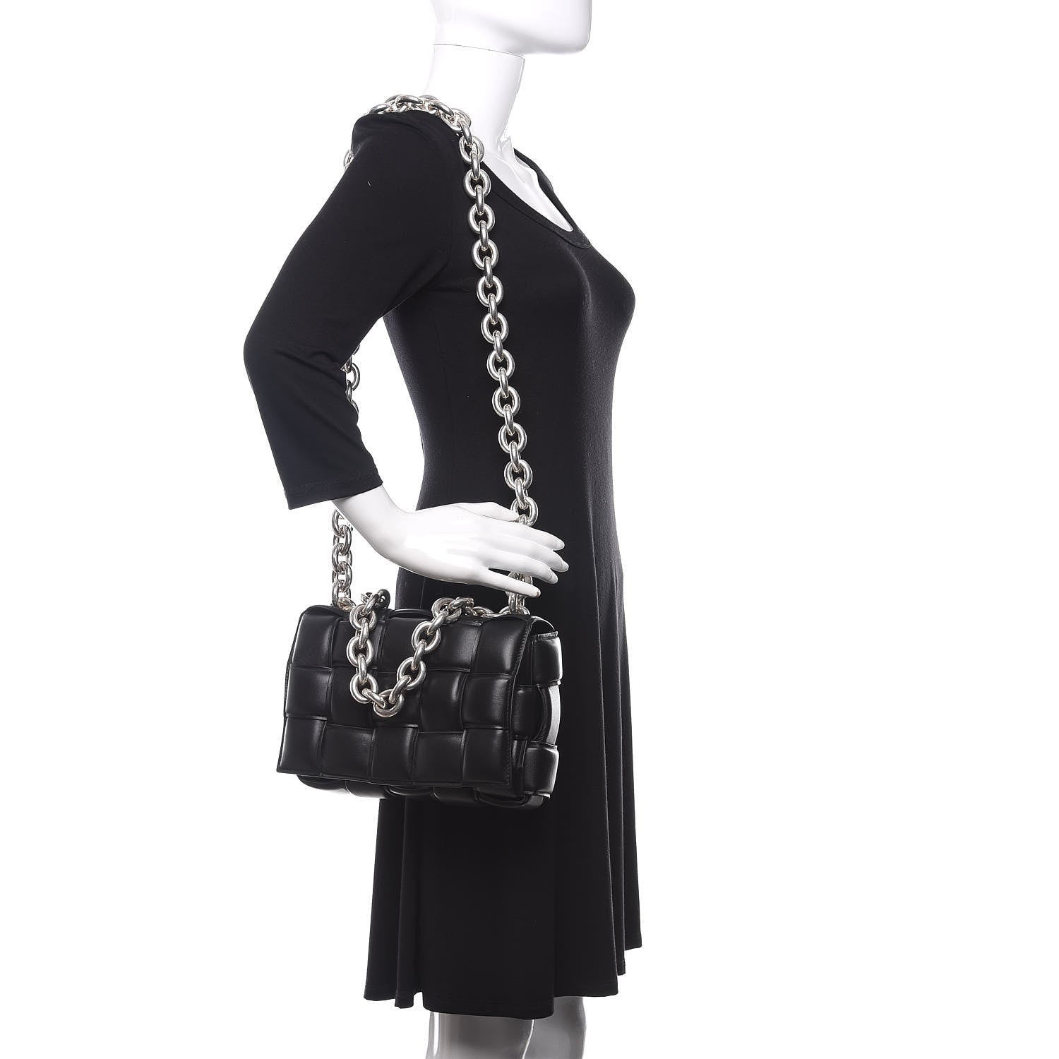 Bottega Veneta Lambskin Maxi Intreccio Padded Chain Cassette Crossbody Bag Black 2 of 10
