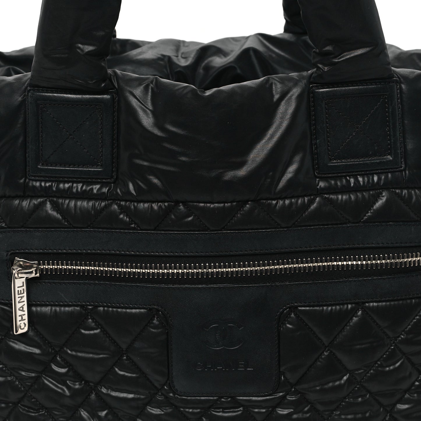 Nylon Quilted Large Coco Cocoon Tote Black