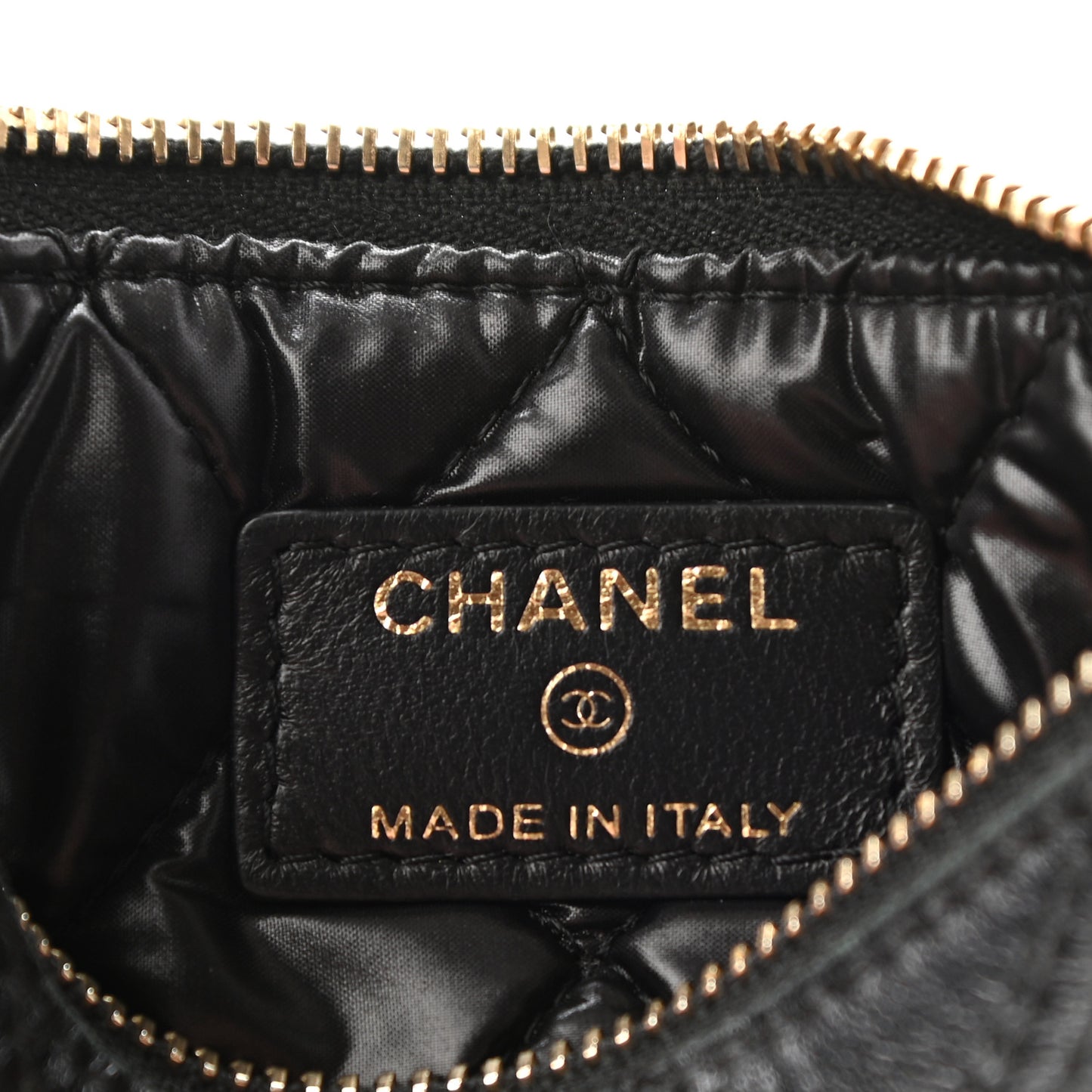 Lambskin Stitched Small Cosmetic Case Black