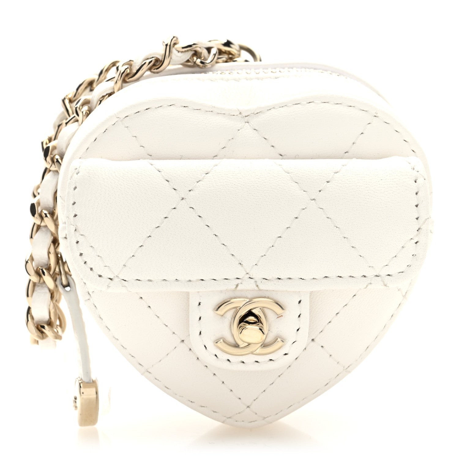 Chanel Lambskin Quilted CC Mini In Love Heart Bag Charm White 8 of 8