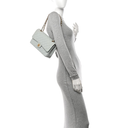 Chanel Caviar Quilted Medium Double Flap Light Blue 2 of 18