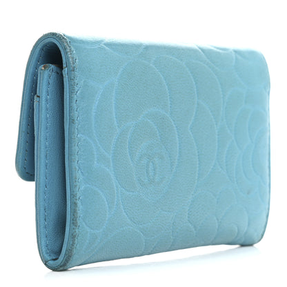 Chanel Lambskin Camellia Embossed Flap Card Holder Blue 3 of 13