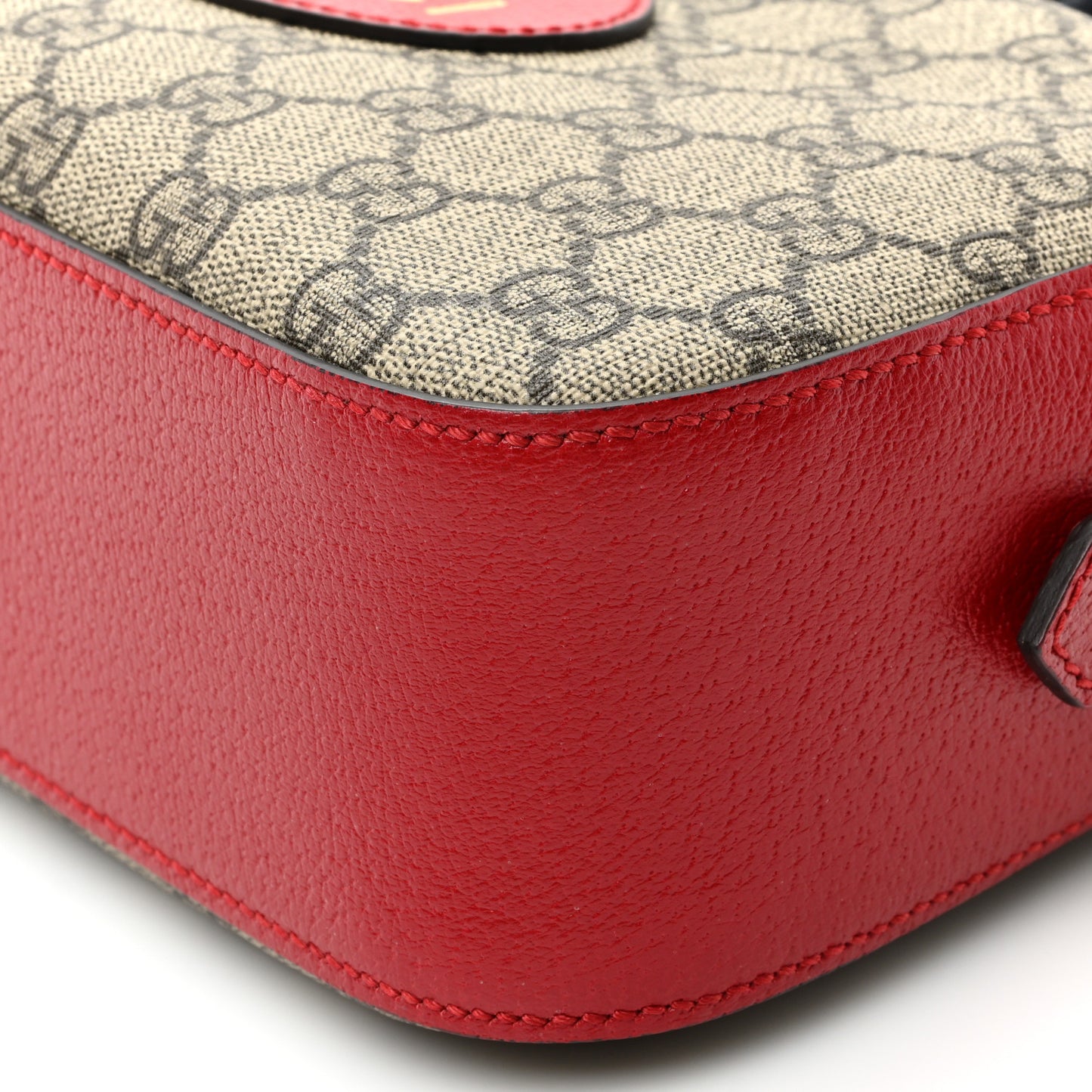 GG Supreme Monogram Web Neo Vintage Shoulder Bag Beige Red