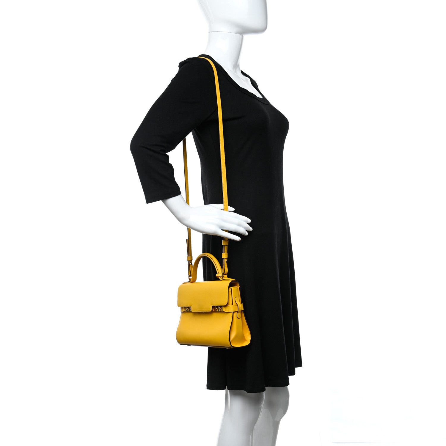 Delvaux Smooth Calfskin Mini Tempete Satchel Yellow 2 of 10