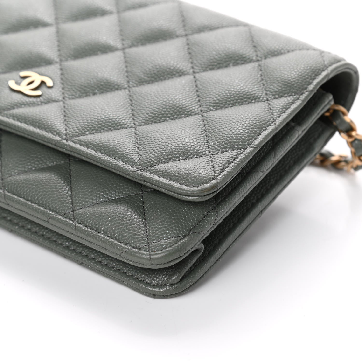 Chanel Iridescent Caviar Quilted Wallet On Chain WOC Green 10 of 11