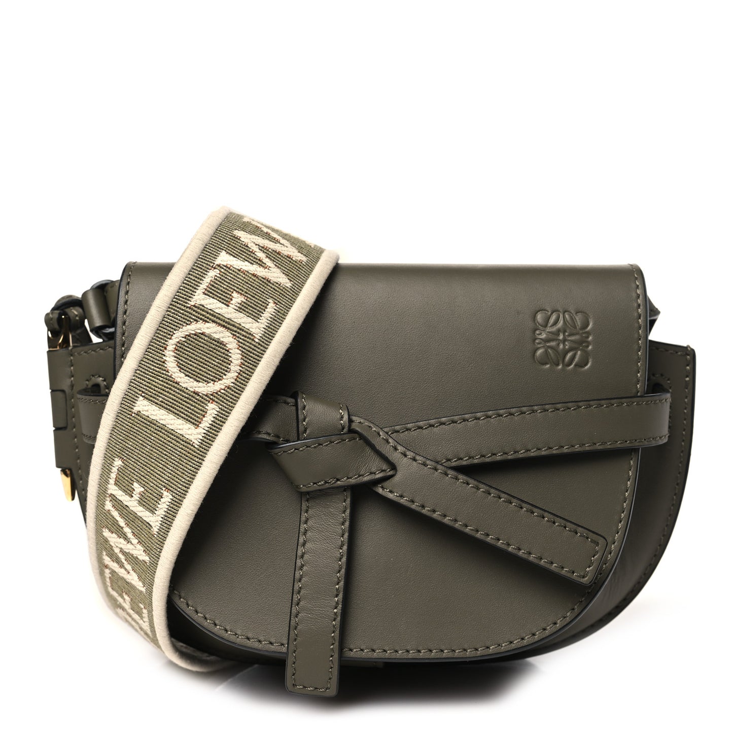 Calfskin Jacquard Mini Gate Dual Bag Autumn Green