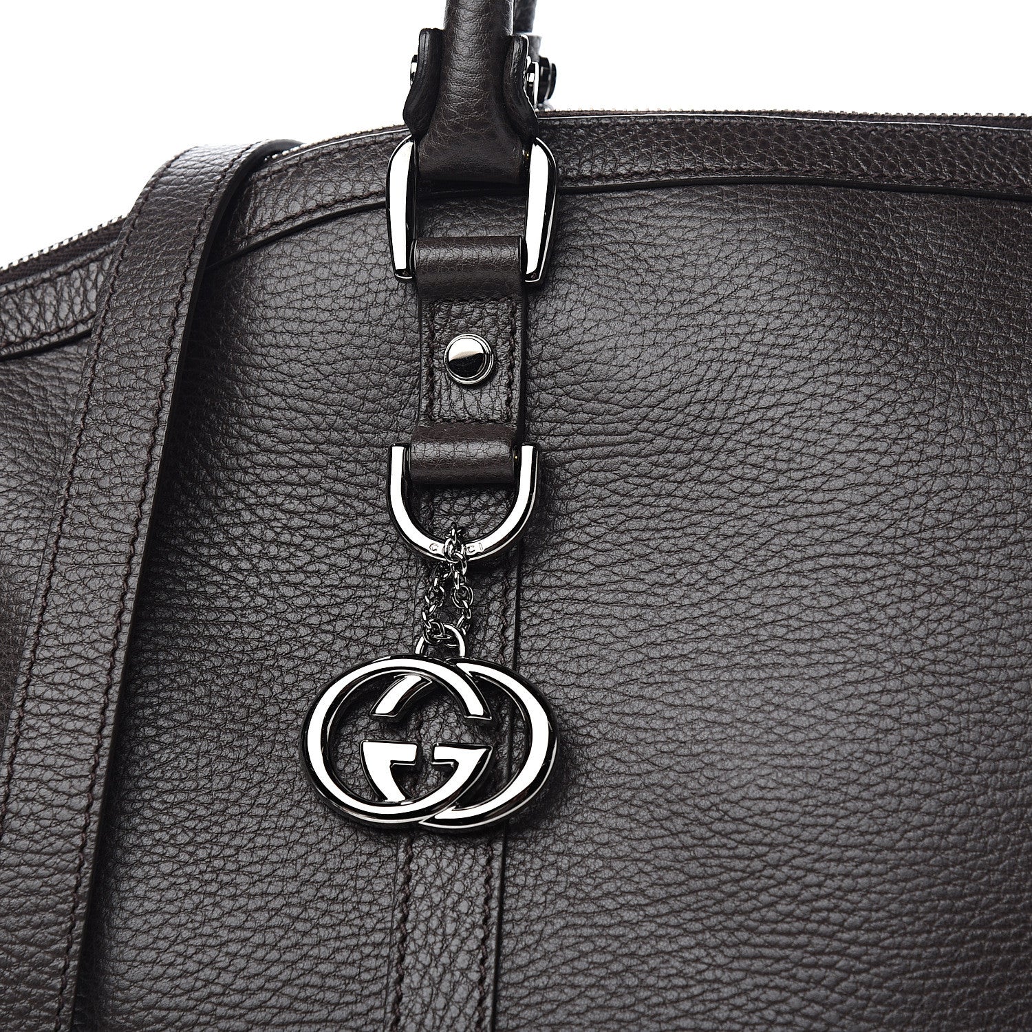 Gucci Calfskin Medium GG Charm Convertible Dome Satchel Dark Brown 9 of 9
