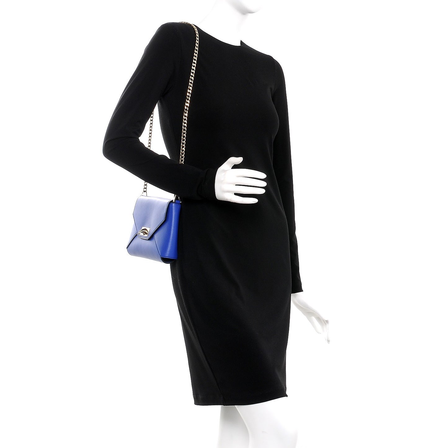 Lambskin Medium Shark Lock Envelope Shoulder Bag Blue