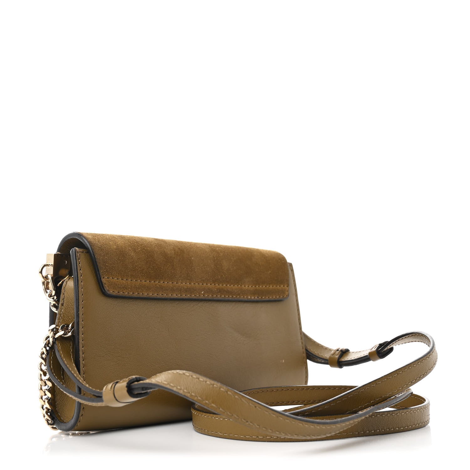 Chloe Suede Calfskin Mini Faye Shoulder Bag Deep Khaki 3 of 11
