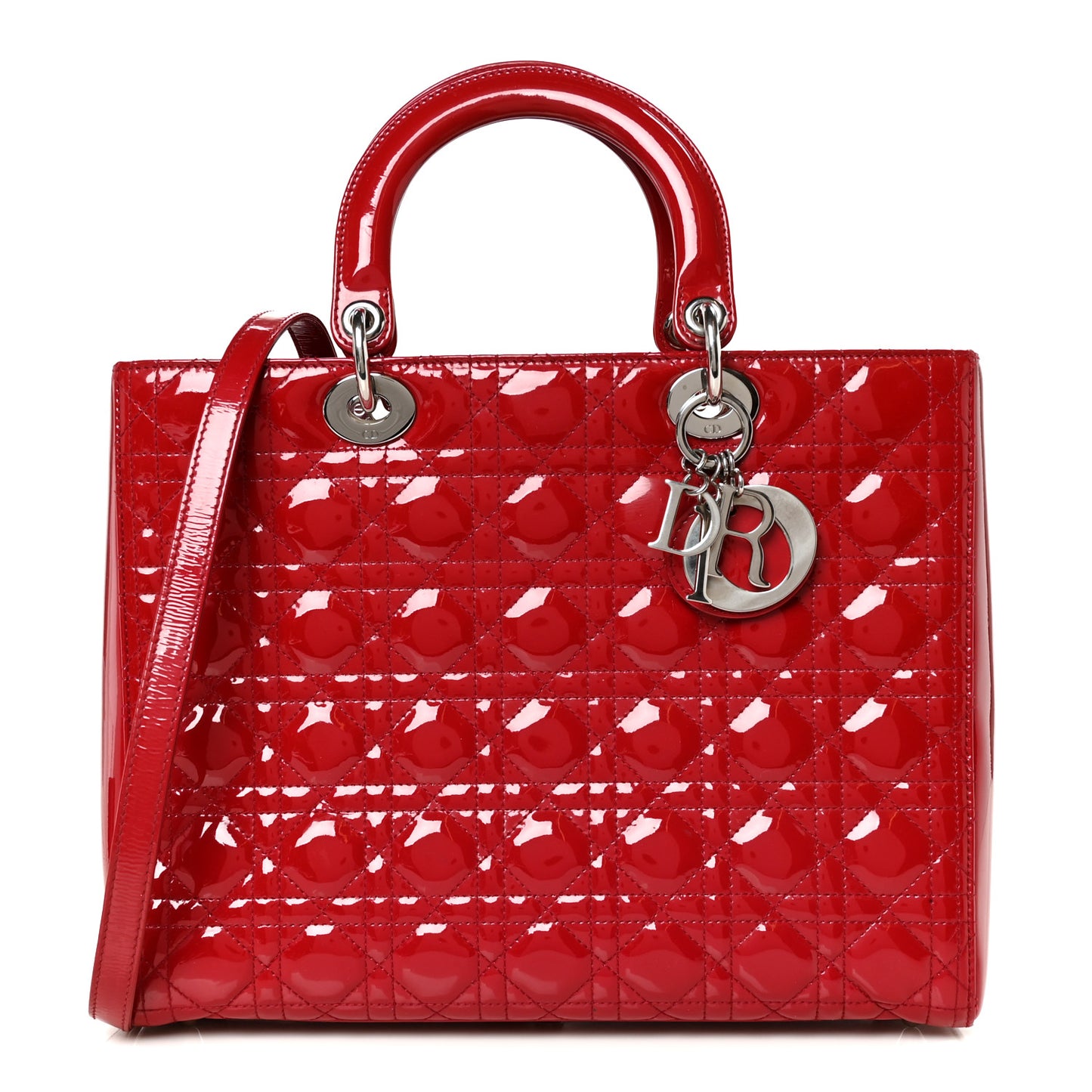 Patent Cannage Large Lady Dior Red