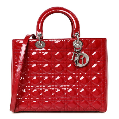 Christian Dior Patent Cannage Large Lady Dior Red 1 of 9