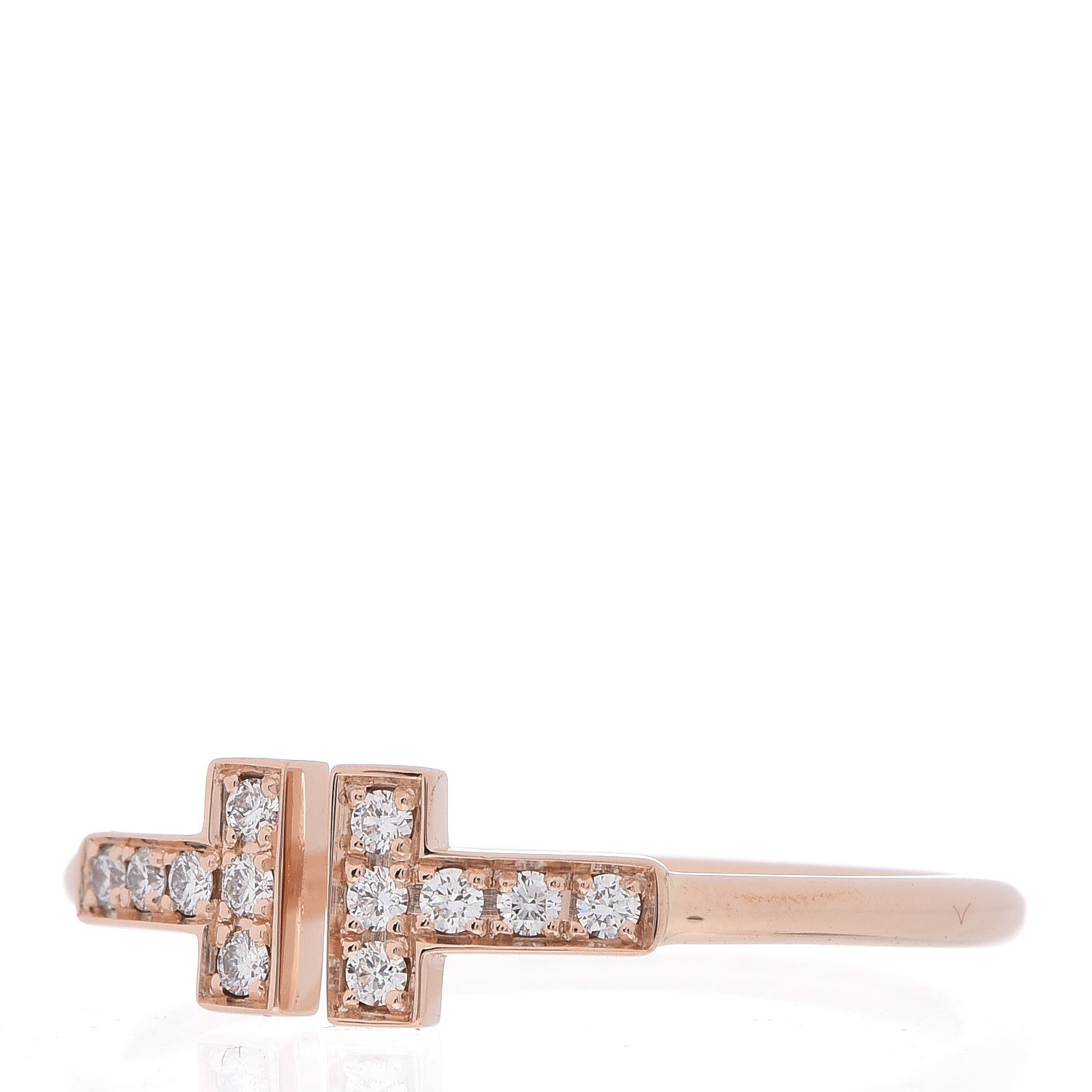 Tiffany 18K Rose Gold Diamond T Wire Ring 60 9.25 3 of 5