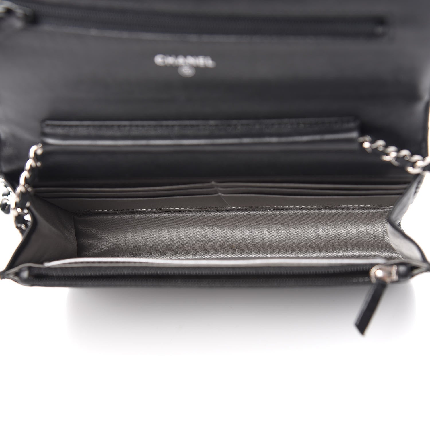 Chanel Lambskin Camellia Embossed Wallet on Chain WOC Black 4 of 11