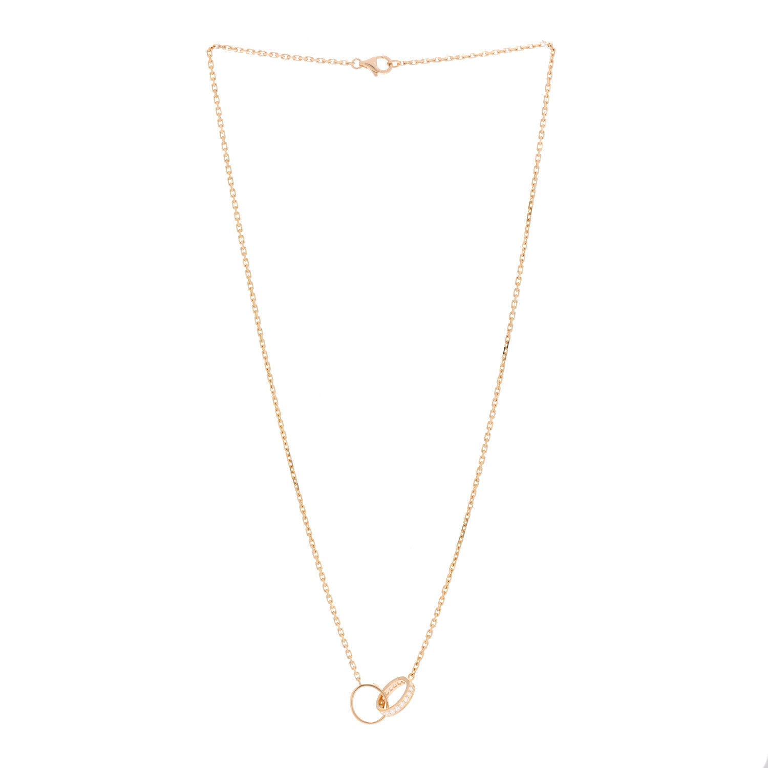 Cartier 18K Yellow Gold Diamond Interlocking LOVE Necklace 3 of 5