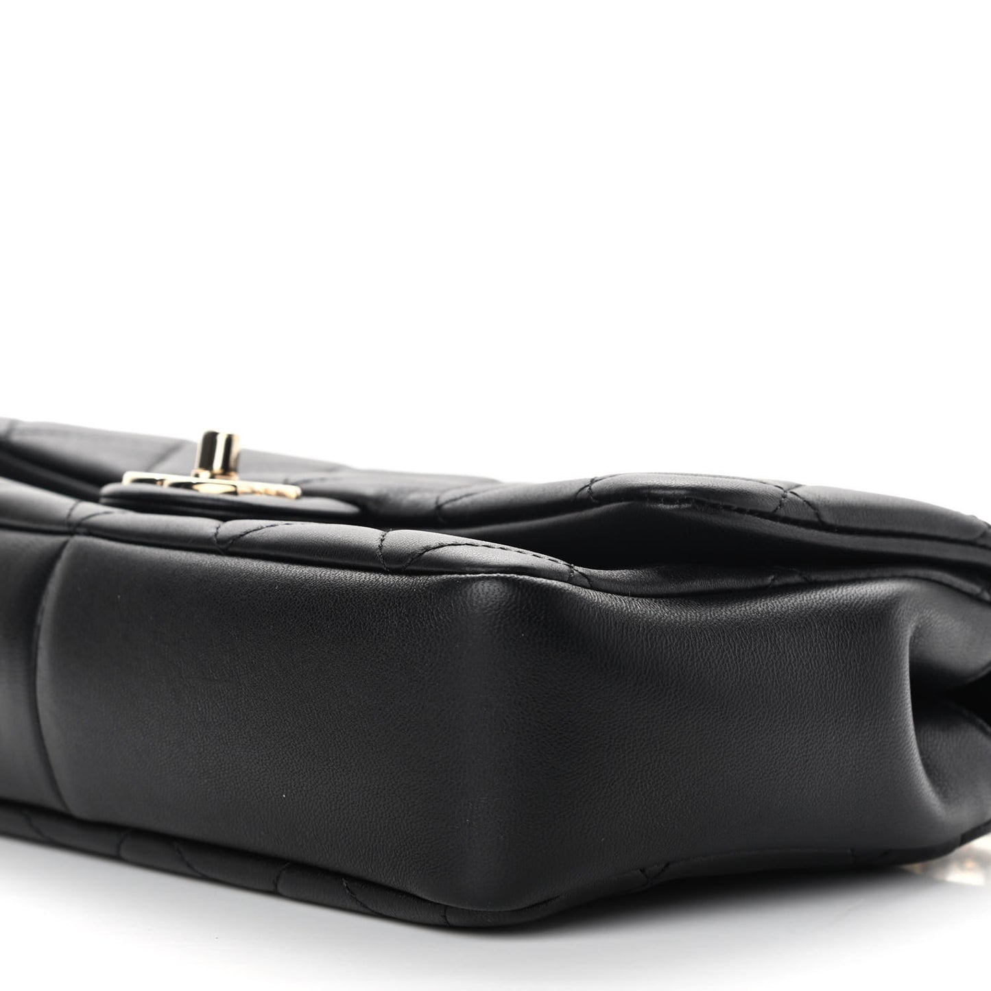 Lambskin Quilted Resin Bi-Color Chain Flap Bag Black