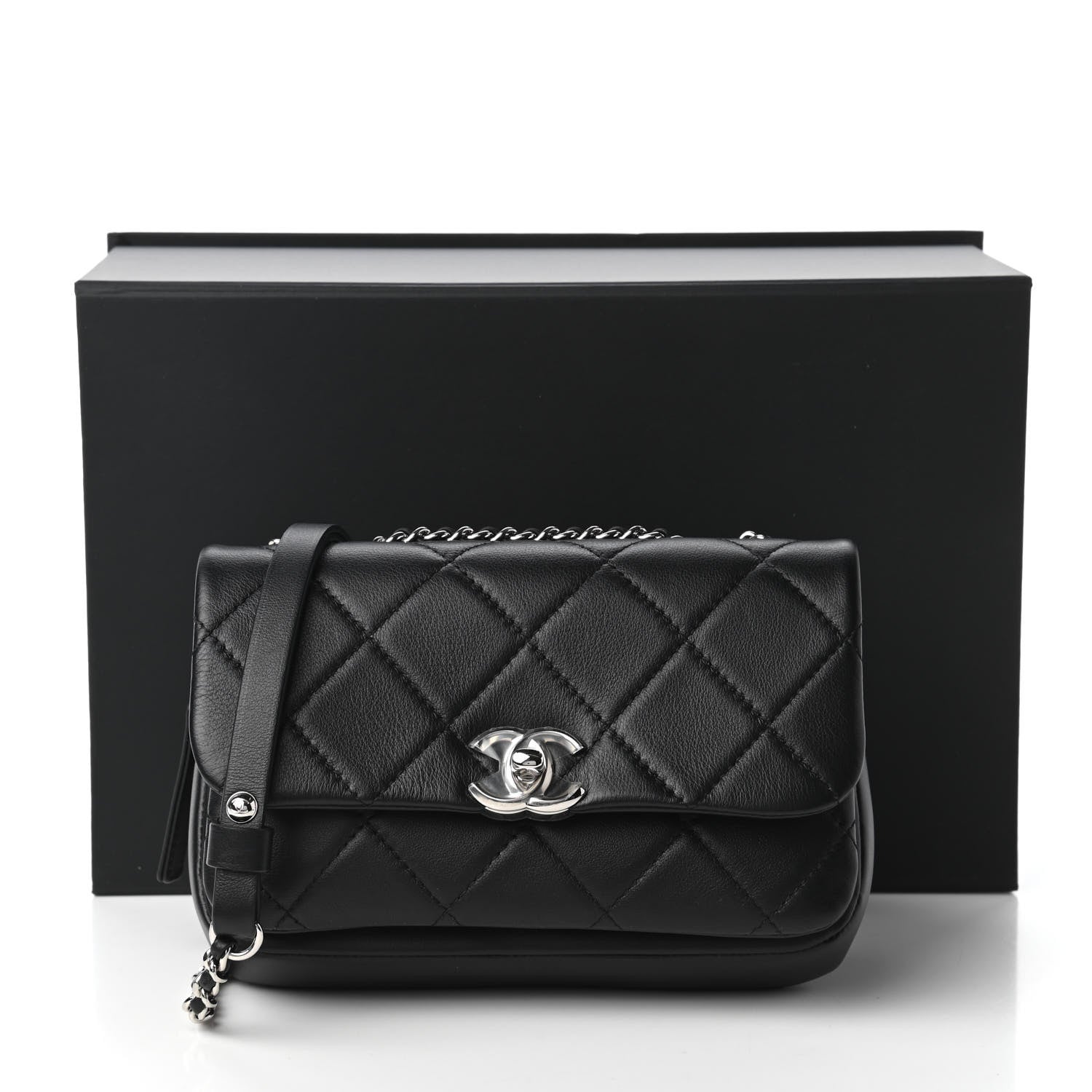 Chanel Lambskin Quilted CC Flap Black 12 of 12