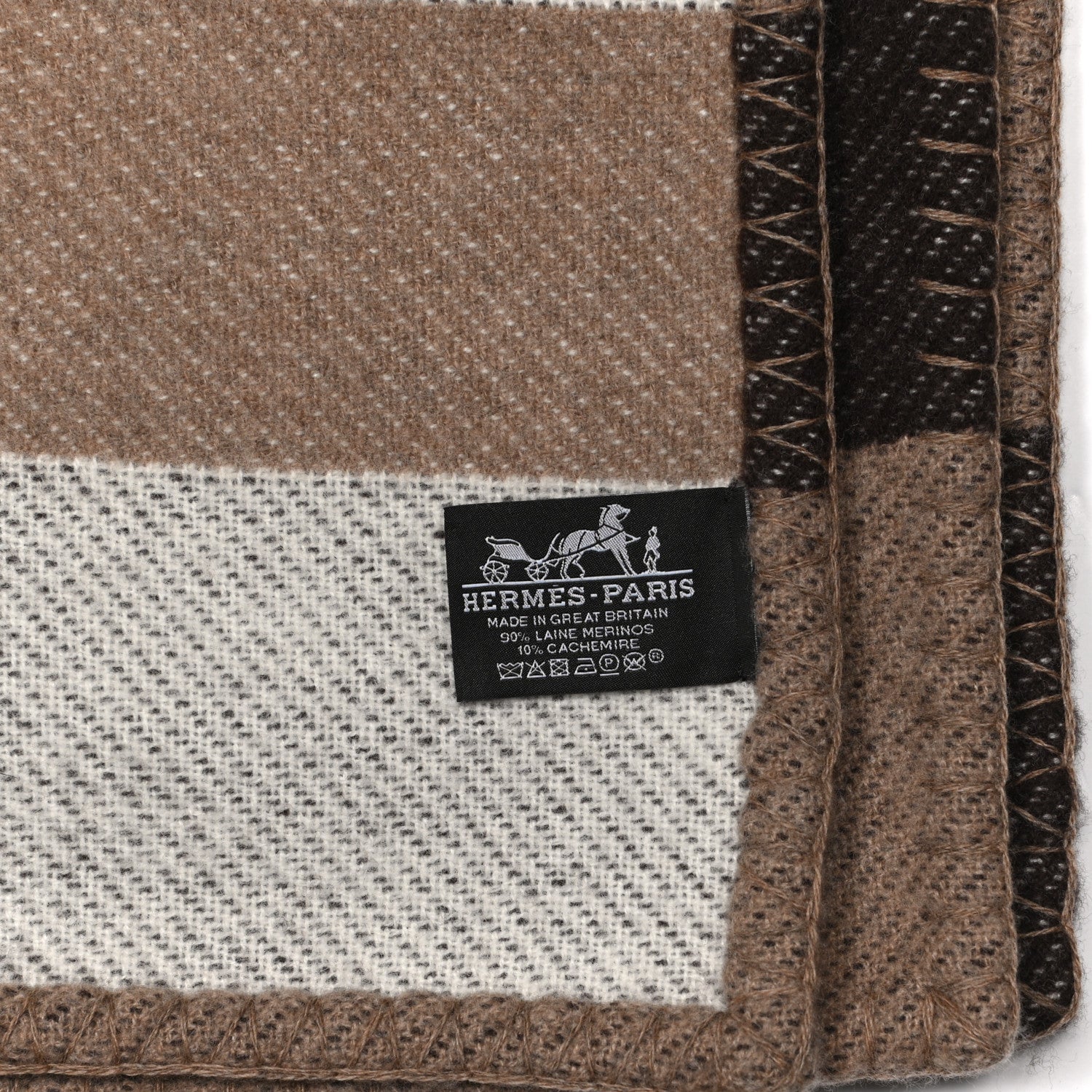 Hermes Wool Cashmere Brandebourgs Blanket Ecorce 4 of 4