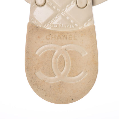 Chanel Jelly Camellia Thong Sandals 38 Ivory Black 11 of 15