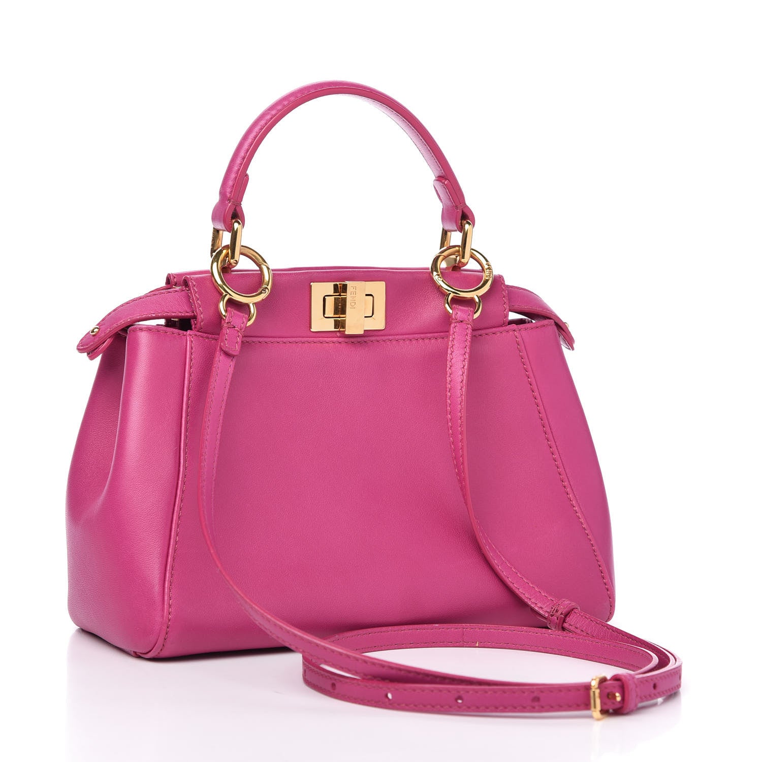 Fendi Nappa Mini Peekaboo Iconic Satchel Magenta 3 of 9