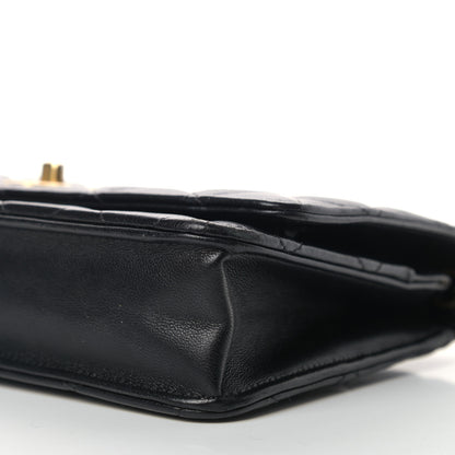 Chanel Lambskin Quilted CC Pearl Crush Wallet on Chain WOC Black 9 of 11