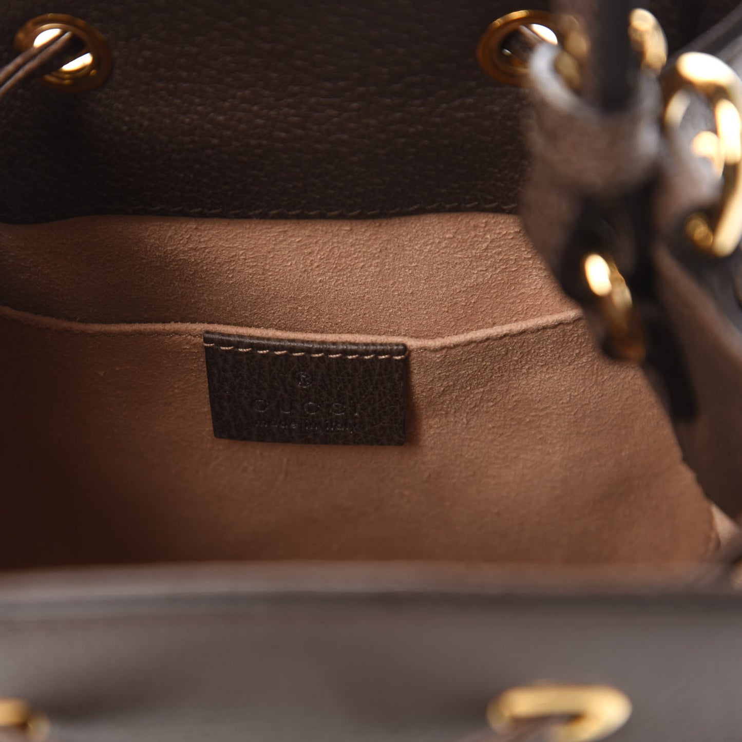 GG Supreme Monogram Web Small Ophidia Bucket Bag Brown
