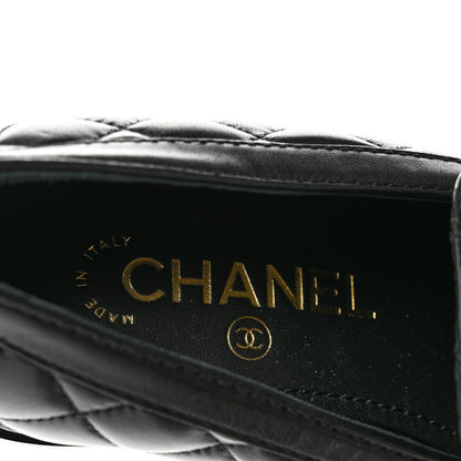 Chanel Lambskin Quilted CC Heart Loafers 36 Black 7 of 8