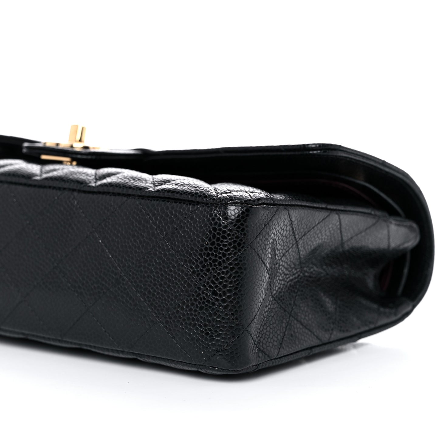 Caviar Quilted Medium Double Flap Black