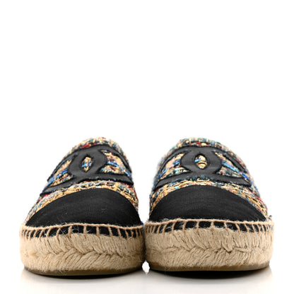 Chanel Tweed Grosgrain CC Espadrilles 39 Multicolor Black 2 of 10
