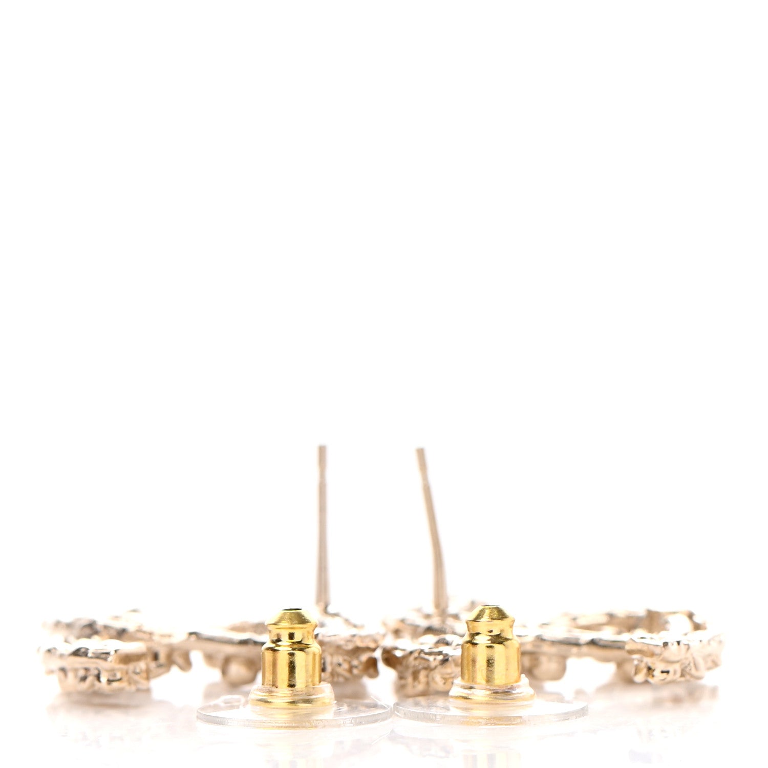 Chanel Crystal CC Camellia Earrings Gold 3 of 4