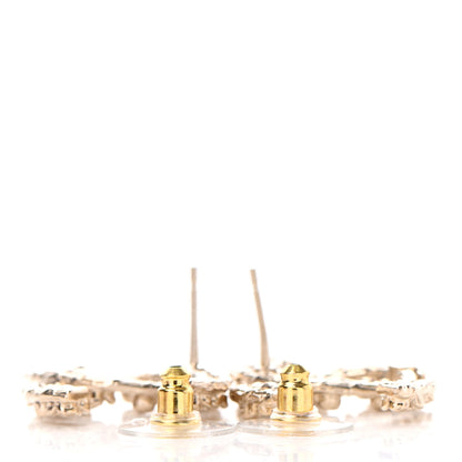 Chanel Crystal CC Camellia Earrings Gold 3 of 4