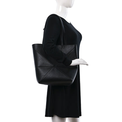 Loewe Shiny Calfskin Medium Puzzle Fold Tote Black 2 of 9