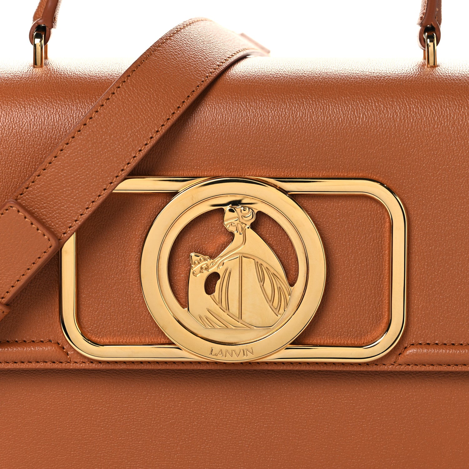 Lanvin Calfskin 22 Logo MM Plaque Top Handle Bag Terracotta 7 of 9