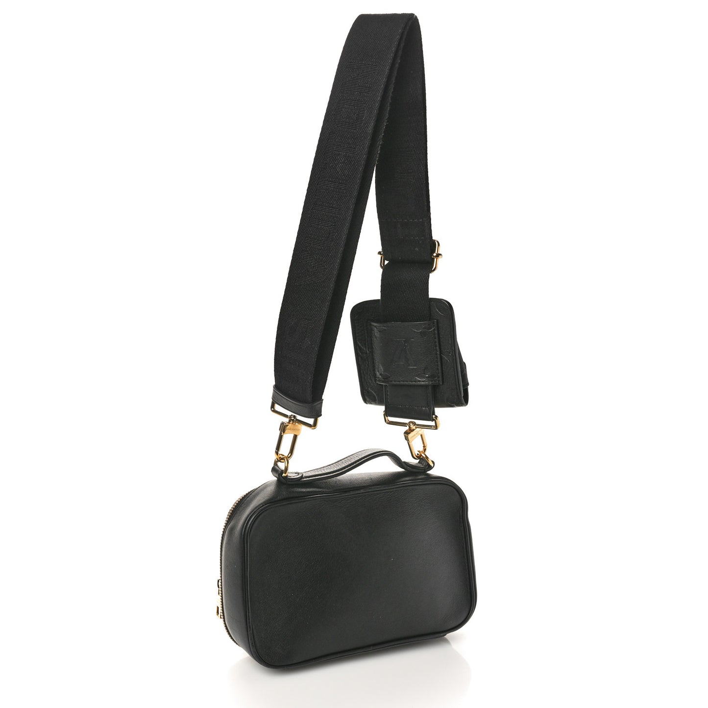 Calfskin Monogram Embossed Utility Crossbody Black