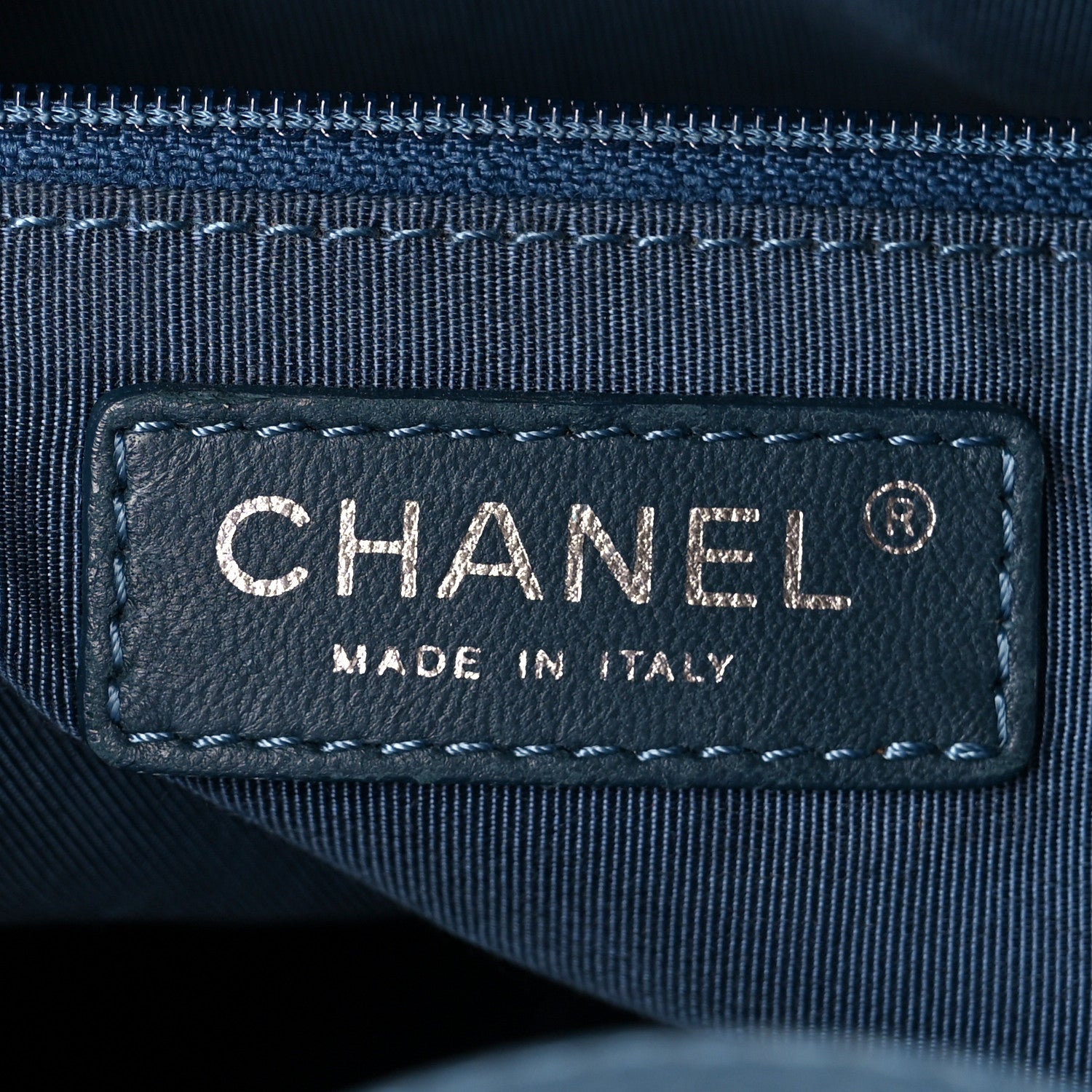 Chanel Grained Calfskin Quilted Large Casual Pocket Bowling Bag Blue 7 of 16