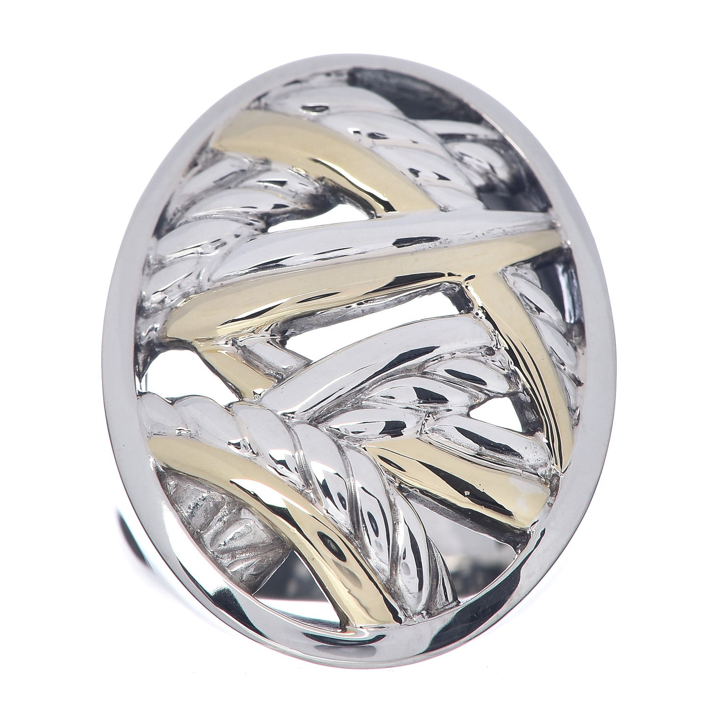 Sterling Silver 18K Yellow Gold Papyrus Ring 52 6