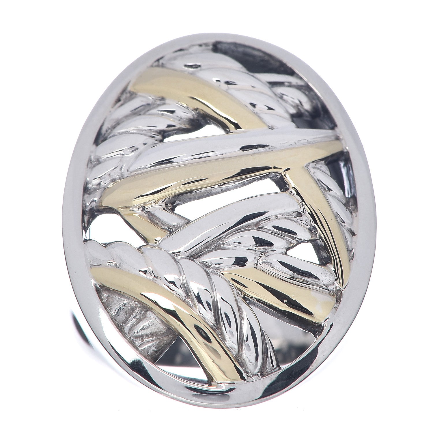 David Yurman Sterling Silver 18K Yellow Gold Papyrus Ring 52 6 1 of 5