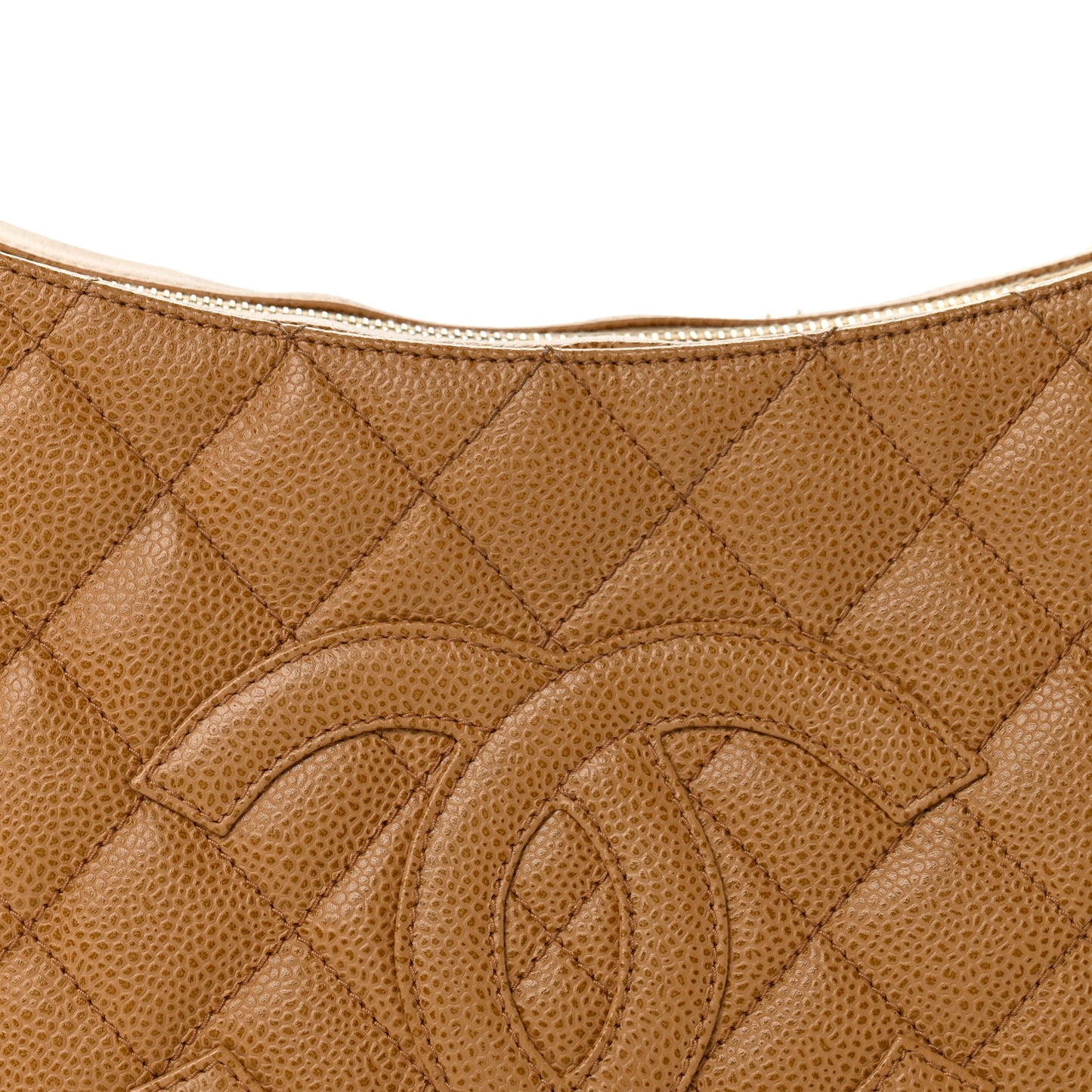 Caviar Quilted Timeless CC Shoulder Bag Beige