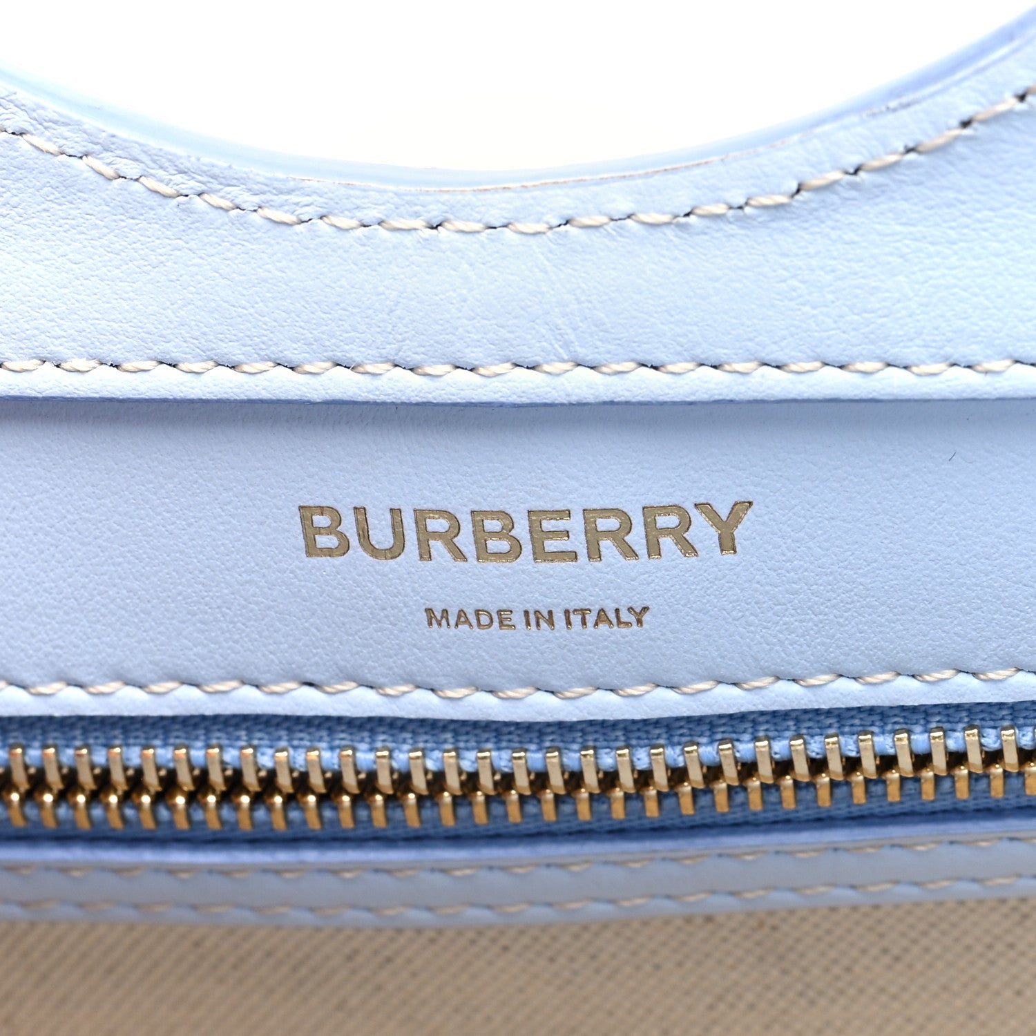 Burberry Canvas Smooth Calfskin Two Tone Mini Pocket Bag Natural Pale Blue 7 of 10