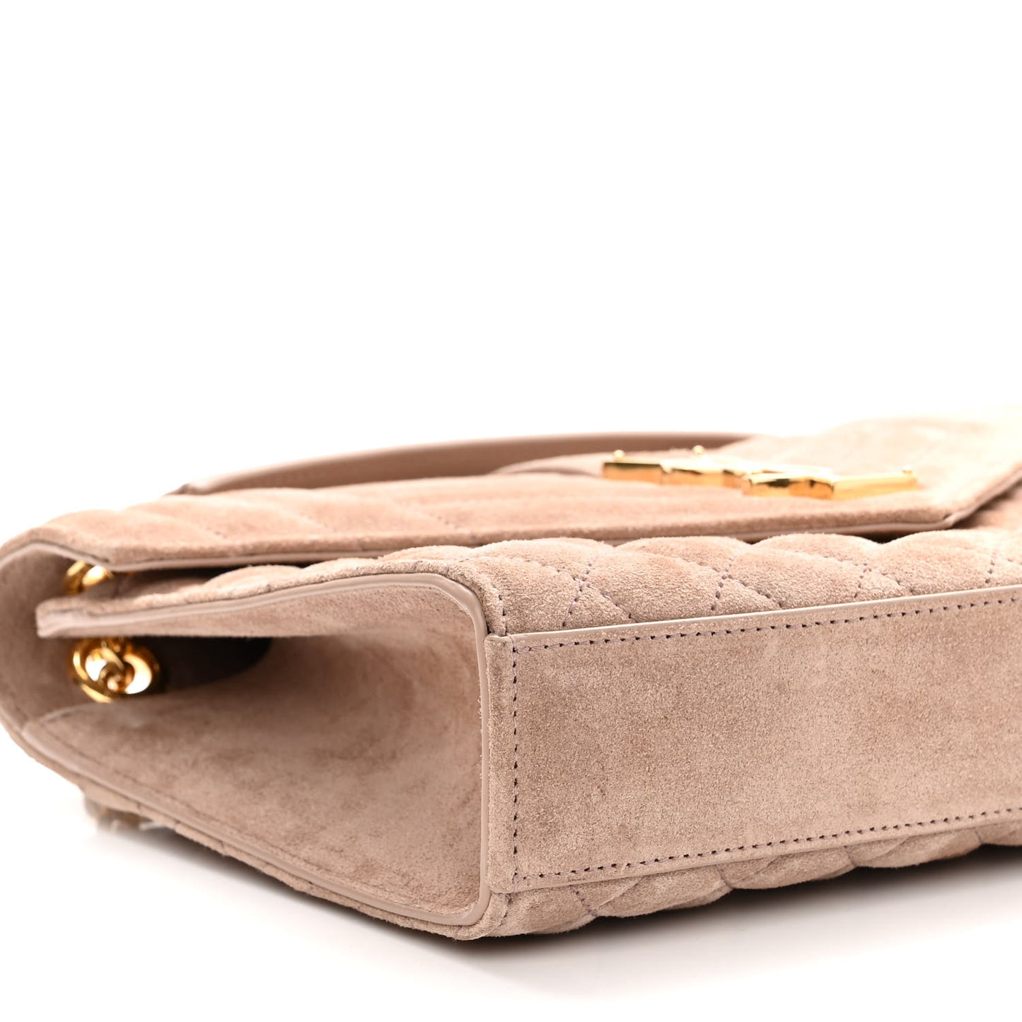 Suede Mixed Matelasse Triquilt Medium Monogram Envelope Satchel Rosy Sand