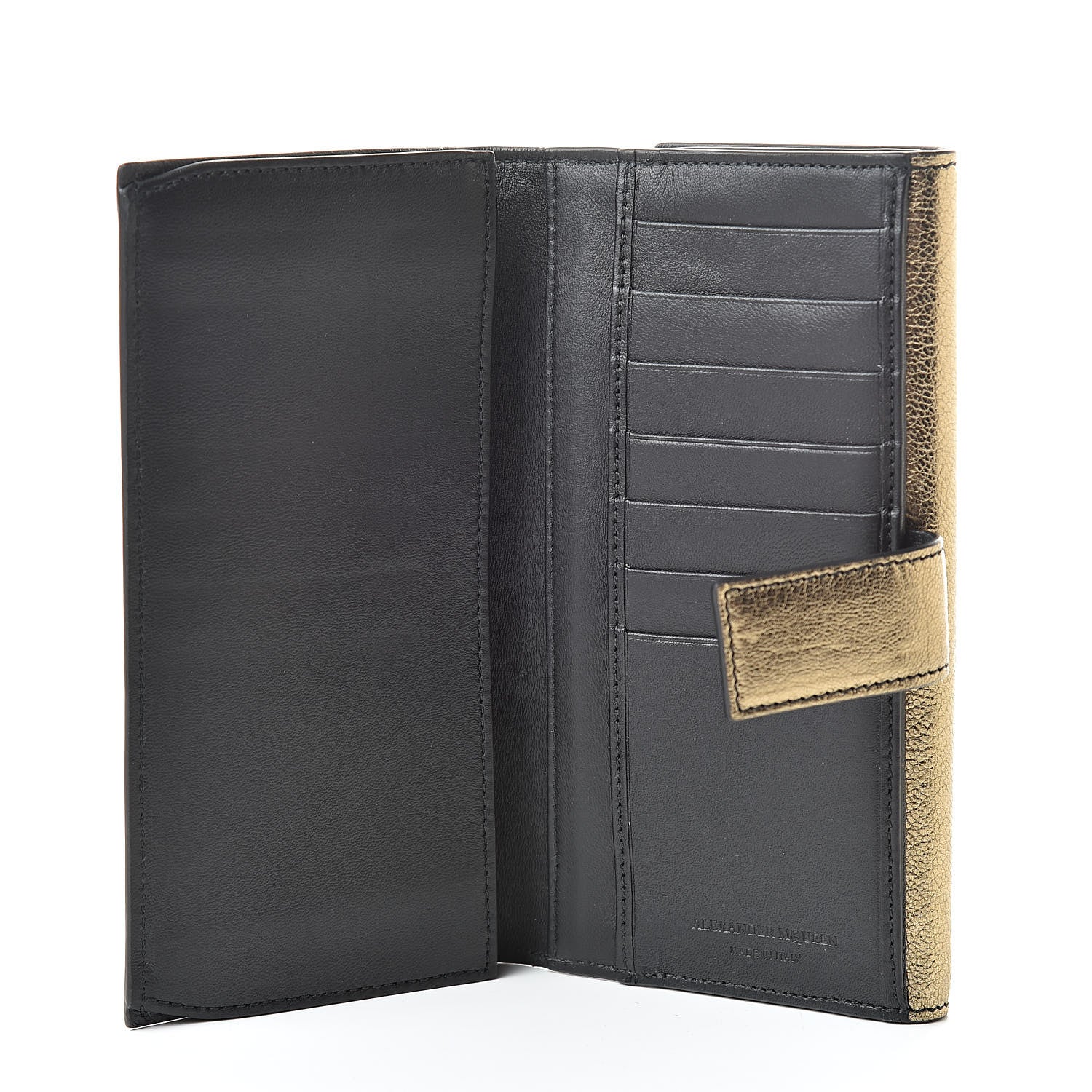 Alexander McQueen Metallic Calfskin Skull Continental Wallet Antique Gold 6 of 10