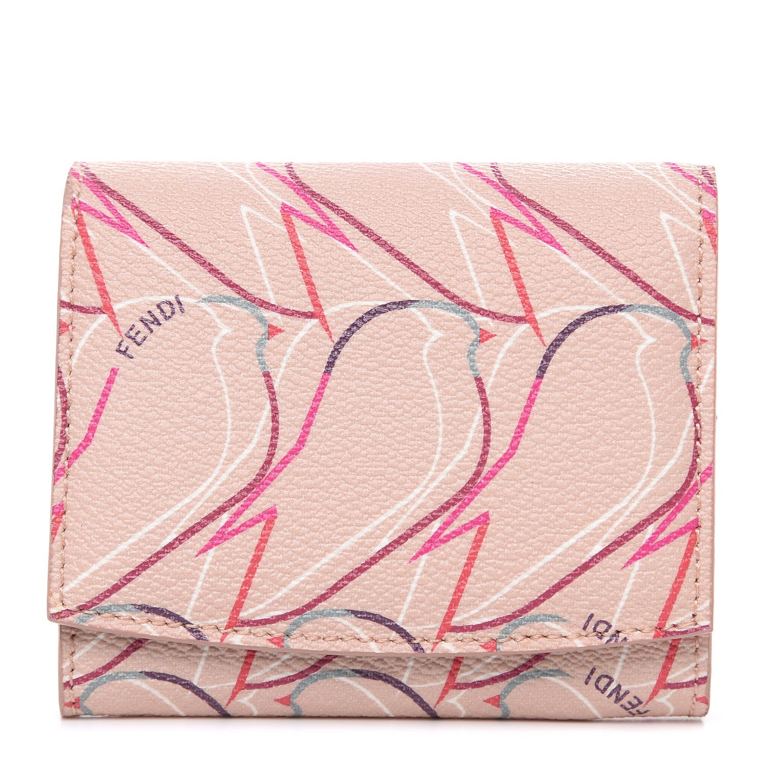 Fendi Vitello Elite QuTweet Compact Wallet Plaster Multicolor 1 of 8