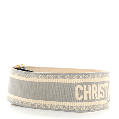 Christian Dior Canvas Embroidered Shoulder Strap Grey 2 of 5