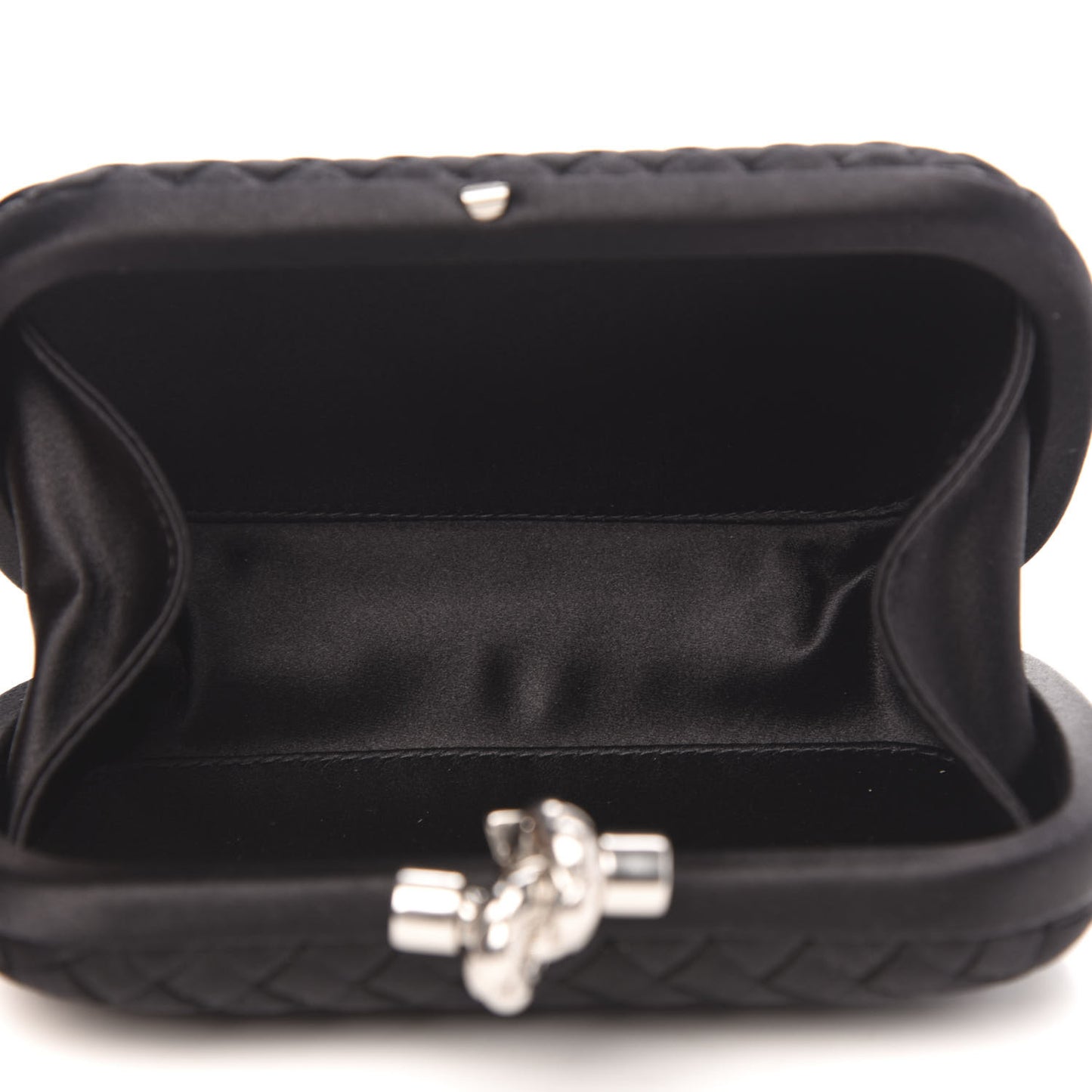 Satin Intreccio Impero Knot Clutch Black